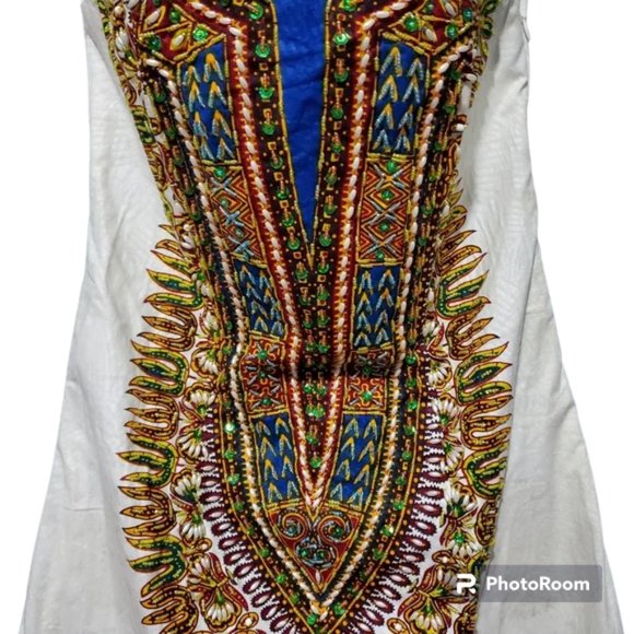 Embellished Linen Strapless Dress with Corset back - Picture 3 of 3